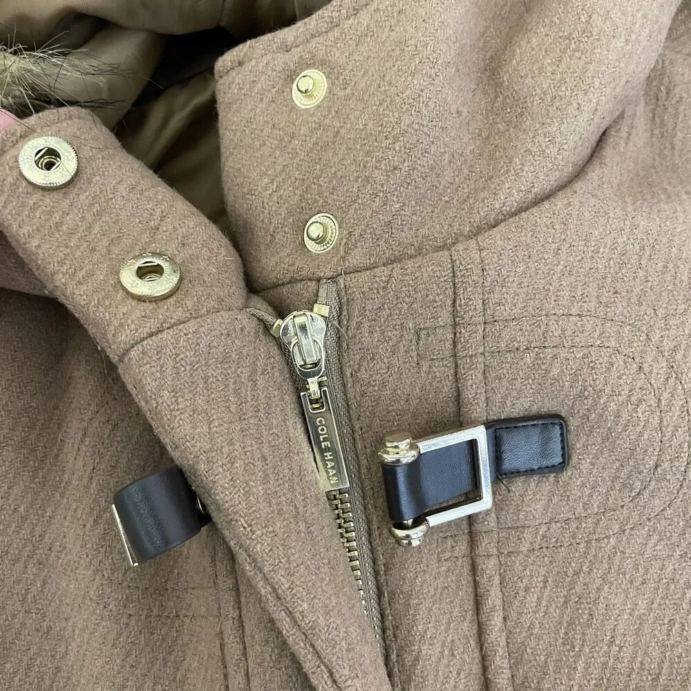 Cole Haan Wool Toggle Duffle Coat Size 12 Signature Hooded Jacket